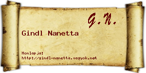 Gindl Nanetta névjegykártya